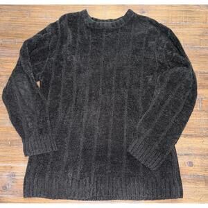 Vtg BTL BEYOND THE LIMIT Men's Sz XL Black Ribbed Knit Slim Fit Cable Sweater